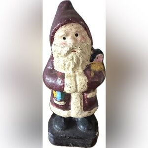 Antique 1920s Cast Iron Heavy Santa Claus Figure Figurine Christmas Holiday HTF